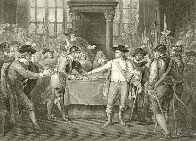 Oliver Cromwell rozwiązuje Długi Parlament autorstwa Benjamin West