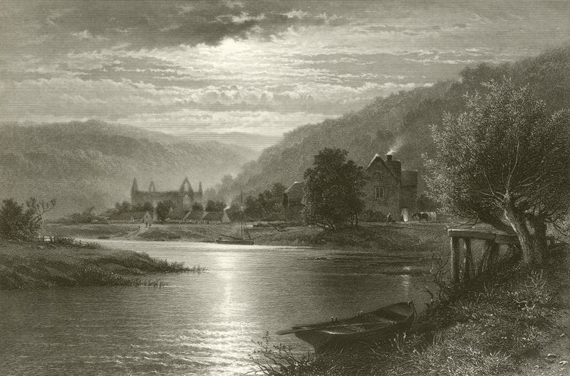 Tintern Abbey - Moonlight on the Wye autorstwa Benjamin Williams Leader