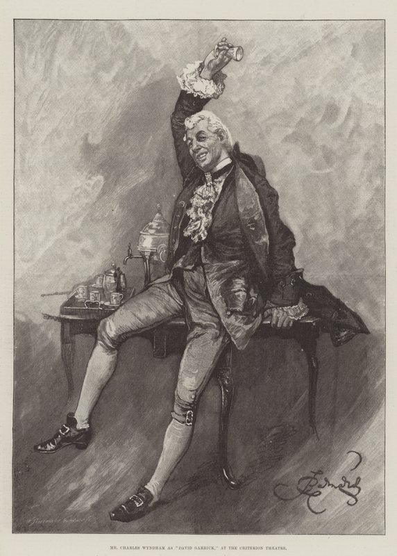 Pan Charles Wyndham jako David Garrick, w teatrze Criterion autorstwa Bernard Partridge