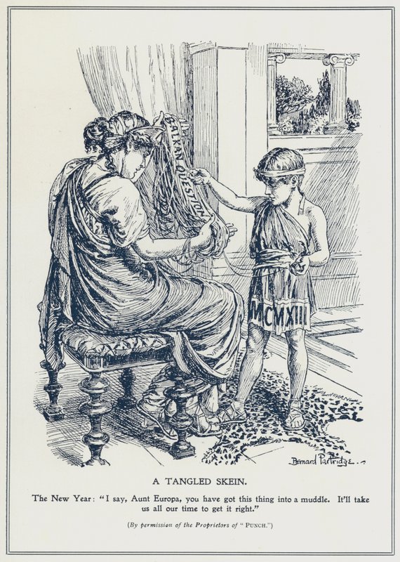 Pytanie bałkańskie, splątany motek (litografia) autorstwa Bernard (after) Partridge