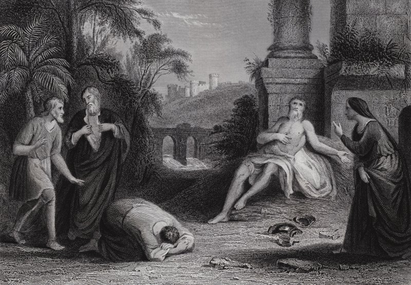 „Pan dał i Pan zabrał, niech będzie błogosławione imię Pańskie” (rycina) autorstwa Bernard (after) Picart