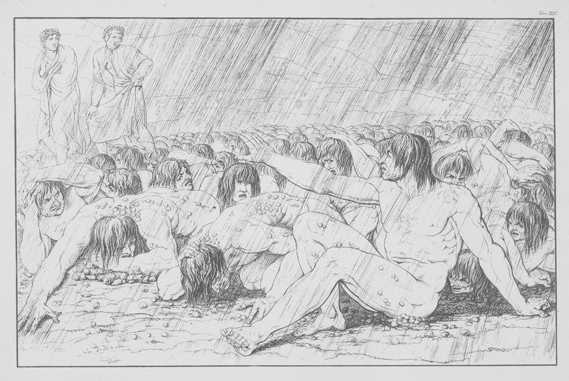 Boska komedia Dantego, Inferno (Piekło), plansza XII (litografia) autorstwa Bernhard Schuler