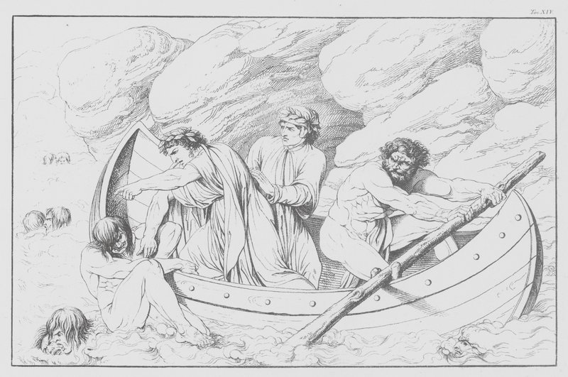 Boska komedia Dantego, Inferno (Piekło), plansza XIV (litografia) autorstwa Bernhard Schuler