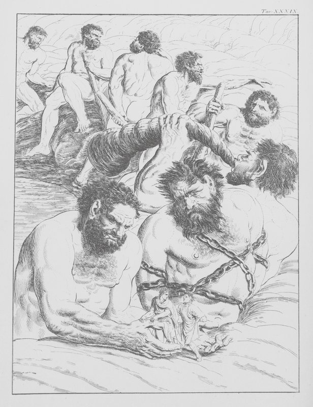 Boska komedia Dantego, Piekło, plansza XXXIX (litografia) autorstwa Bernhard Schuler