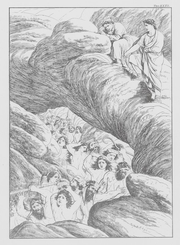 Boska komedia Dantego, Piekło, plansza XXXI (litografia) autorstwa Bernhard Schuler