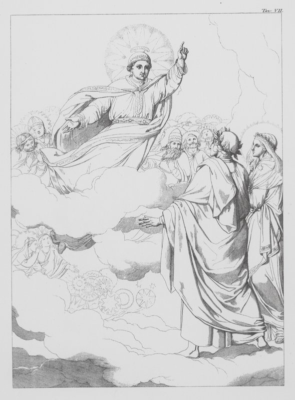 Boska komedia Dantego, Paradiso (Niebo), plansza VII (litografia) autorstwa Bernhard Schuler