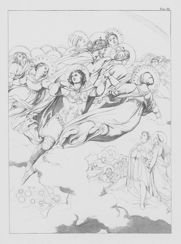 Boska komedia Dantego, Paradiso (Niebo), plansza VI (litografia) autorstwa Bernhard Schuler