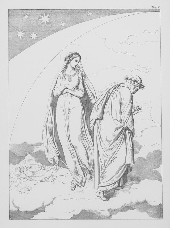 Boska komedia Dantego, Paradiso (Niebo), plansza V (litografia) autorstwa Bernhard Schuler