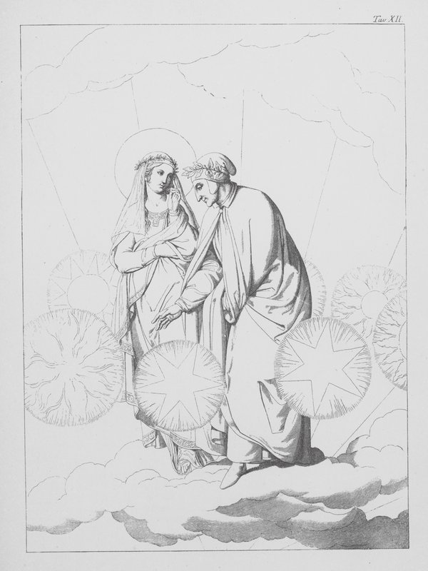 Boska komedia Dantego, Paradiso (Niebo), plansza XII (litografia) autorstwa Bernhard Schuler