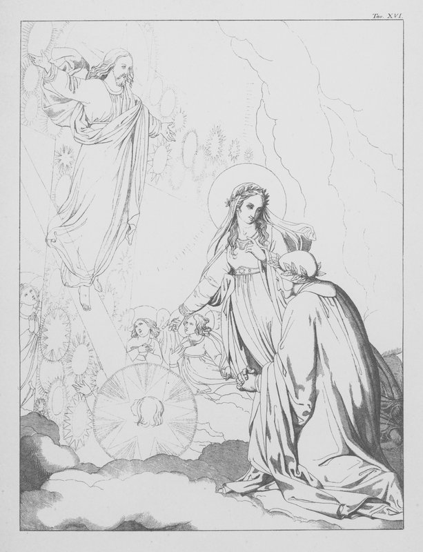 Boska komedia Dantego, Paradiso (Niebo), plansza XVI (litografia) autorstwa Bernhard Schuler