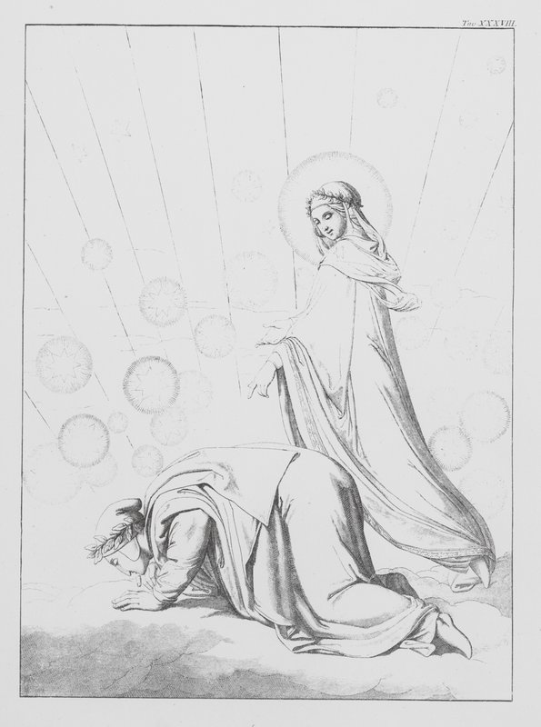 Boska komedia Dantego, Paradiso (Niebo), plansza XXXVIII (litografia) autorstwa Bernhard Schuler