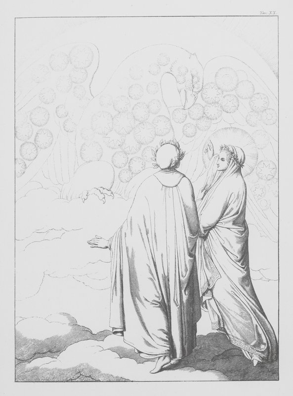 Boska komedia Dantego, Paradiso (Niebo), plansza XX (litografia) autorstwa Bernhard Schuler