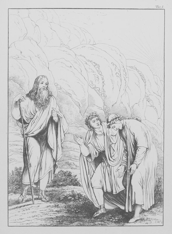 Boska komedia Dantego, Purgatorio (Czyściec), plansza I (litografia) autorstwa Bernhard Schuler
