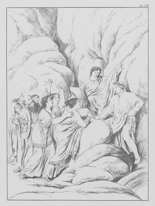 Boska komedia Dantego, Purgatorio (Czyściec), plansza VII (litografia) autorstwa Bernhard Schuler