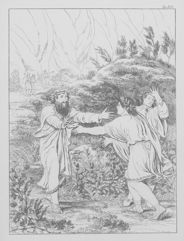 Boska komedia Dantego, Purgatorio (Czyściec), plansza XII (litografia) autorstwa Bernhard Schuler