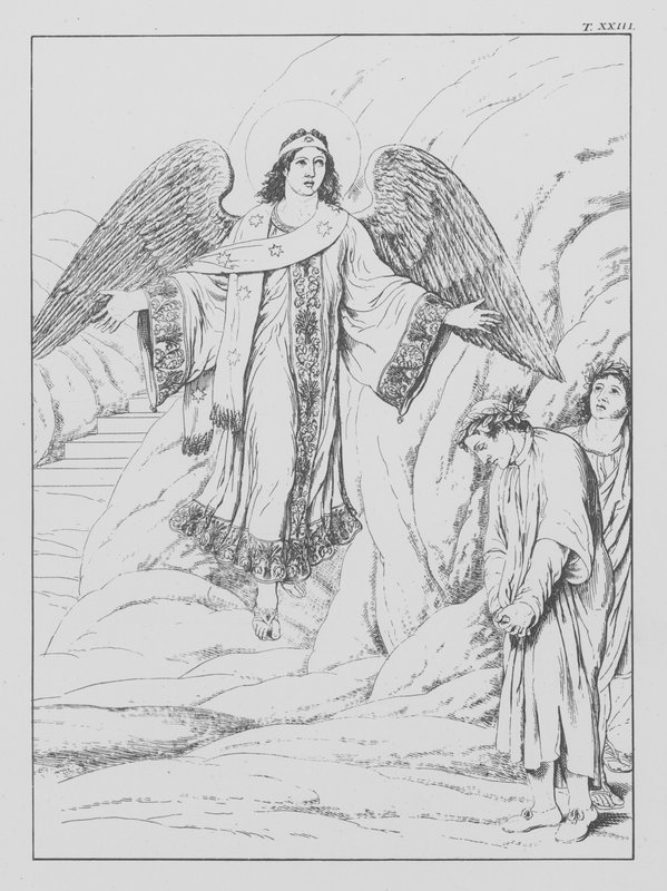 Boska komedia Dantego, Purgatorio (Czyściec), plansza XXIII (litografia) autorstwa Bernhard Schuler