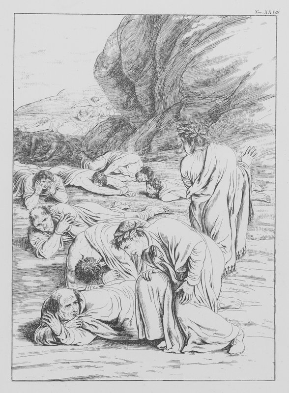 Boska komedia Dantego, Purgatorio (Czyściec), plansza XXVIII (litografia) autorstwa Bernhard Schuler
