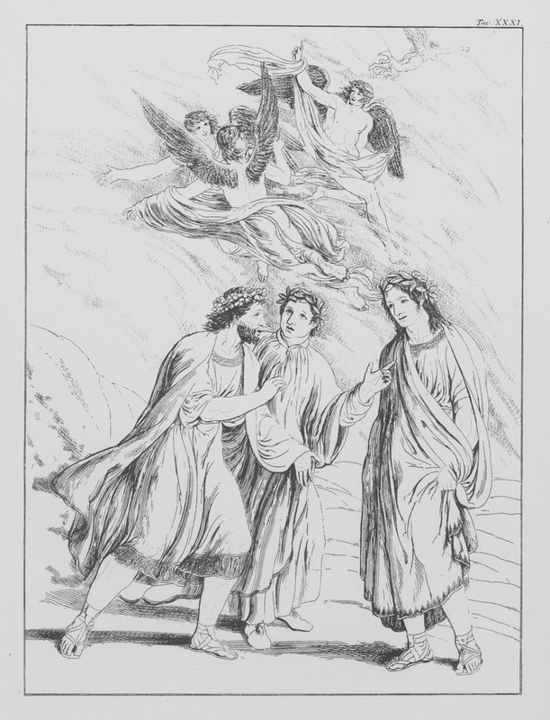 Boska komedia Dantego, Purgatorio (Czyściec), plansza XXXI (litografia) autorstwa Bernhard Schuler
