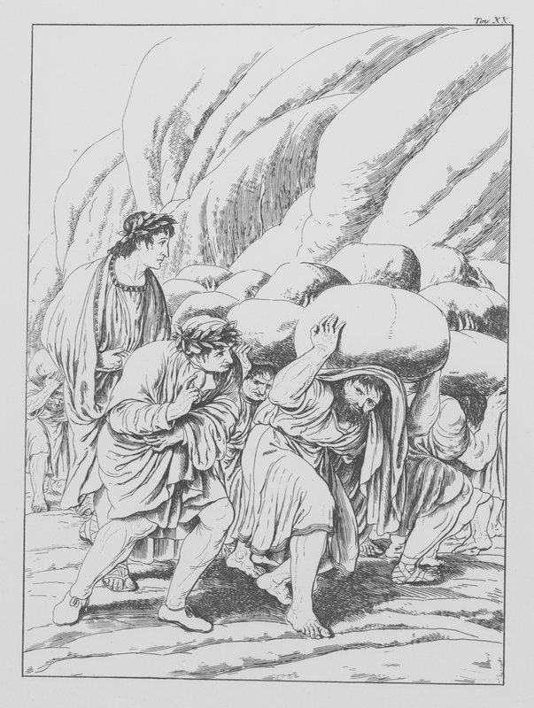 Boska komedia Dantego, Purgatorio (Czyściec), plansza XX (litografia) autorstwa Bernhard Schuler