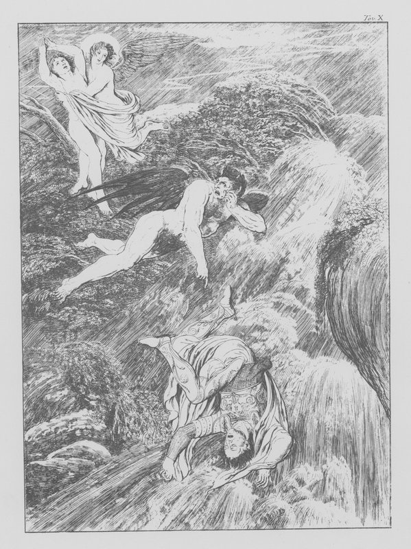 Boska komedia Dantego, Purgatorio (Czyściec), plansza X (litografia) autorstwa Bernhard Schuler