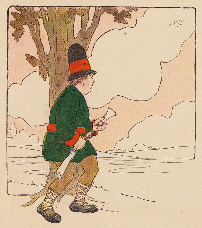 Rymowanka: Mały człowiek (kolorowa litografia) autorstwa Blanche Fisher Wright