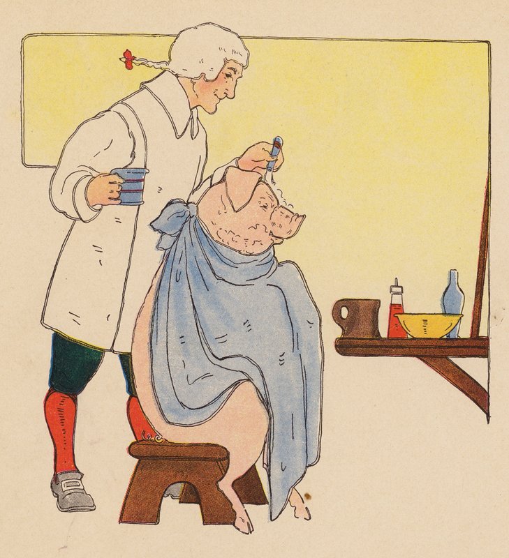 Rymowanka: Fryzjer (kolorowa litografia) autorstwa Blanche Fisher Wright