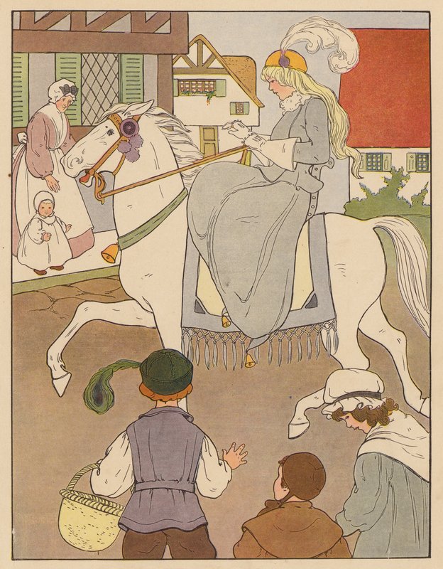 Rymowanka: Ride a Cock-Horse to Banbury Cross (kolorowa litografia) autorstwa Blanche Fisher Wright