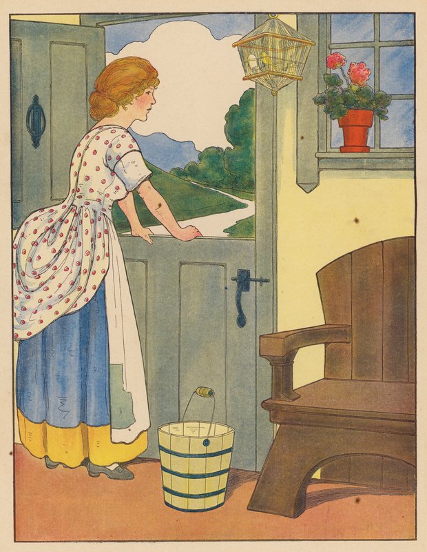 Rymowanka: The Bunch of Blue Ribbons (kolorowa litografia) autorstwa Blanche Fisher Wright