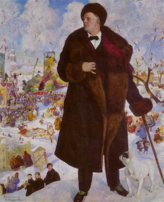 Portret rosyjskiego śpiewaka operowego Fiodora Chaliapina autorstwa Boris Mikhailovich Kustodiev