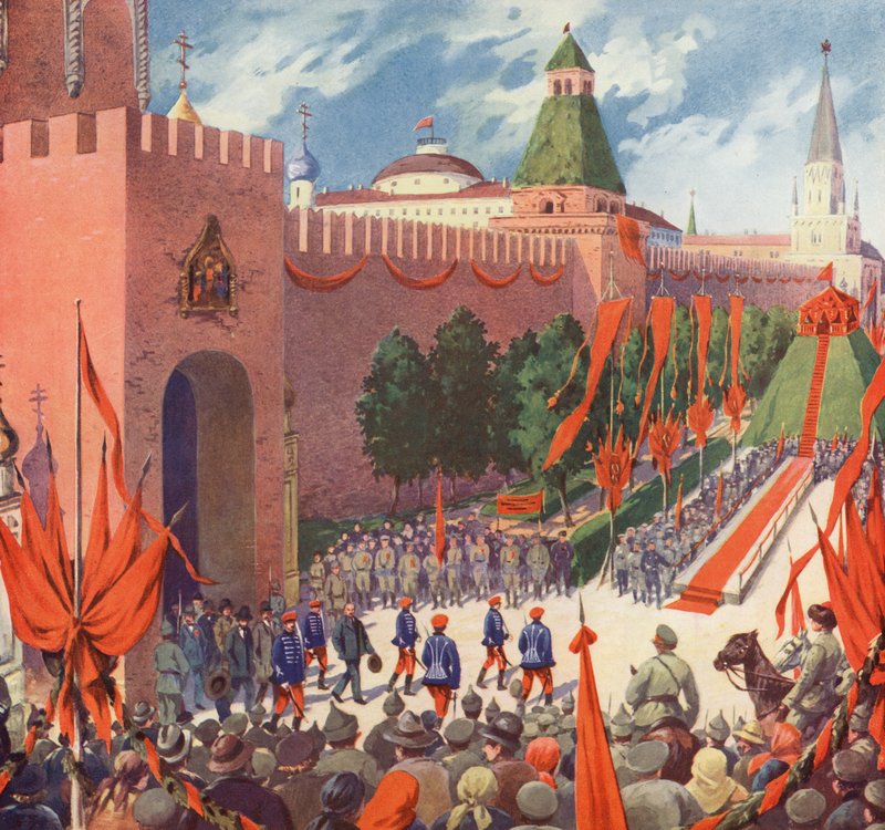 Festiwal upamiętniający III Międzynarodówkę Komunistyczną w Moskwie (litografia kolorowa) autorstwa Boris Vasilievich Zvorykin