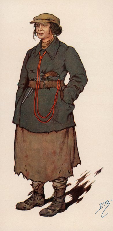 Agentka Czeka, sowieckiej tajnej policji utworzonej po rewolucji rosyjskiej (kolor lito) autorstwa Boris Vasilievich Zvorykin
