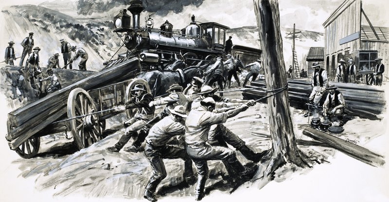 Kolej przejechała przez stan Waszyngton w 1873 roku autorstwa C.L. Doughty
