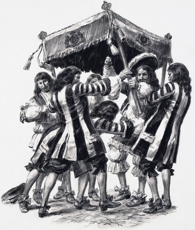 Koronacja Karola II (gwasz na papierze) autorstwa C.L. Doughty