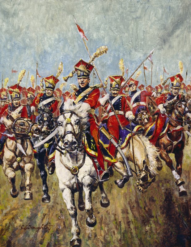 Szarża francuskiej kawalerii (olej na płótnie) autorstwa C.L. Doughty