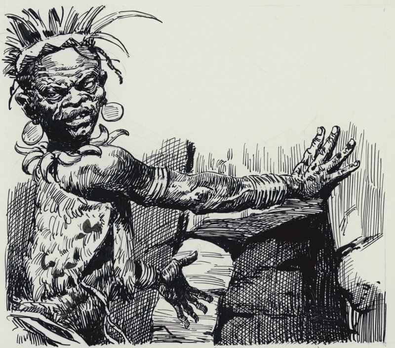 Ilustracja dla King Solomons Mines (gwasz na papierze) autorstwa C.L. Doughty