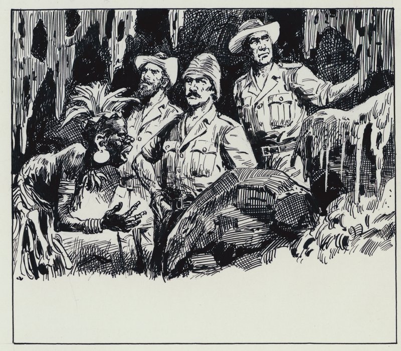 Ilustracja dla King Solomons Mines (gwasz na papierze) autorstwa C.L. Doughty