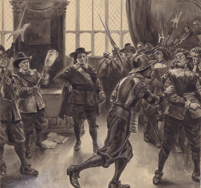 Oliver Cromwell wydalający pozostałych członków Izby Gmin autorstwa C.L. Doughty