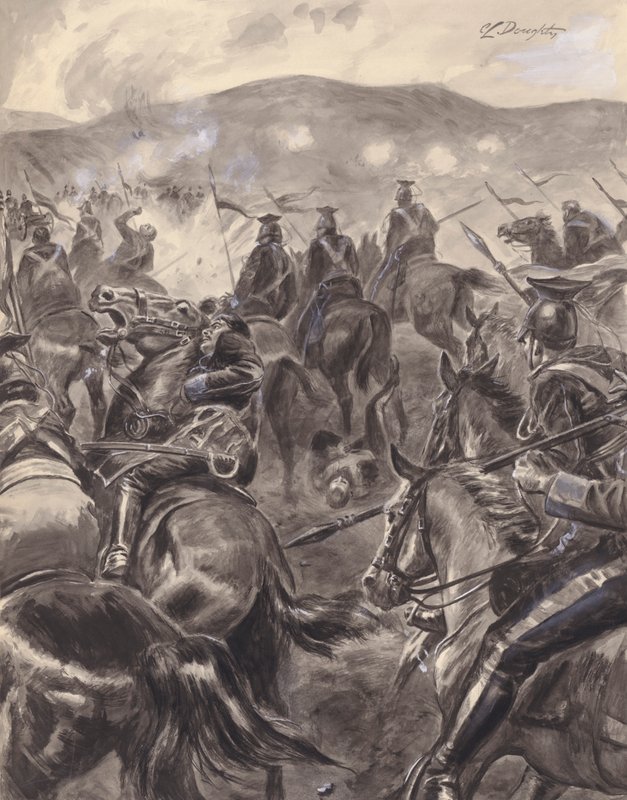 Szarża lekkiej brygady (gwasz na papierze) autorstwa C.L. Doughty