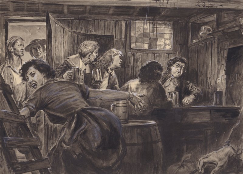 Niezidentyfikowana scena historyczna (gwasz na papierze) autorstwa C.L. Doughty