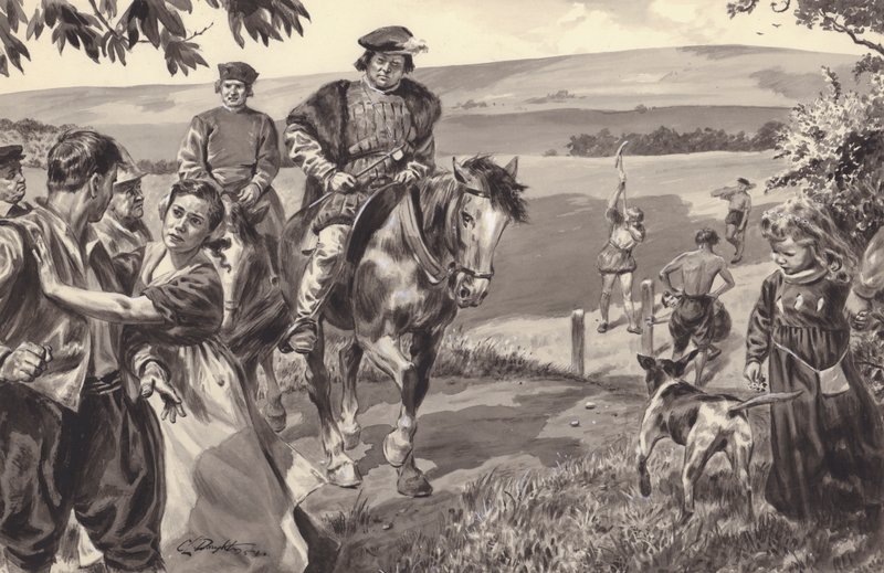 Niezidentyfikowana scena historyczna, prawdopodobnie związana z zagrodami (gwasz na papierze) autorstwa C.L. Doughty