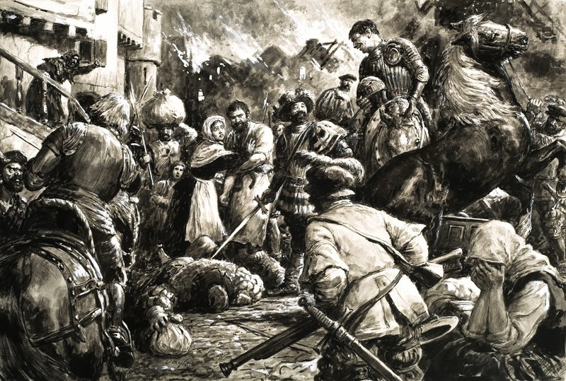 Niezidentyfikowany szermierz z armią najeźdźców autorstwa C.L. Doughty