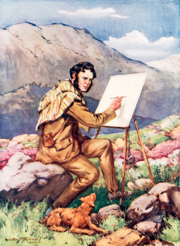 Landseer: Chłopiec, który potrafił rysować przed ukończeniem sześciu lat (litografia kolorowa) autorstwa C. Dudley Tennant