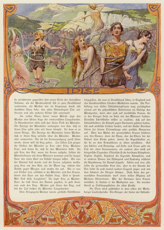 Idis, germańska bogini (kolor lito) autorstwa Carl Emil Doepler