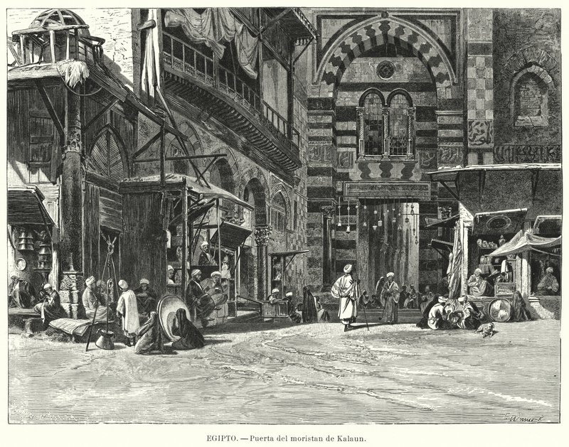 Wejście do kompleksu Qalawun, Kair, Egipt (lito) autorstwa Carl Friedrich Heinrich (after) Werner