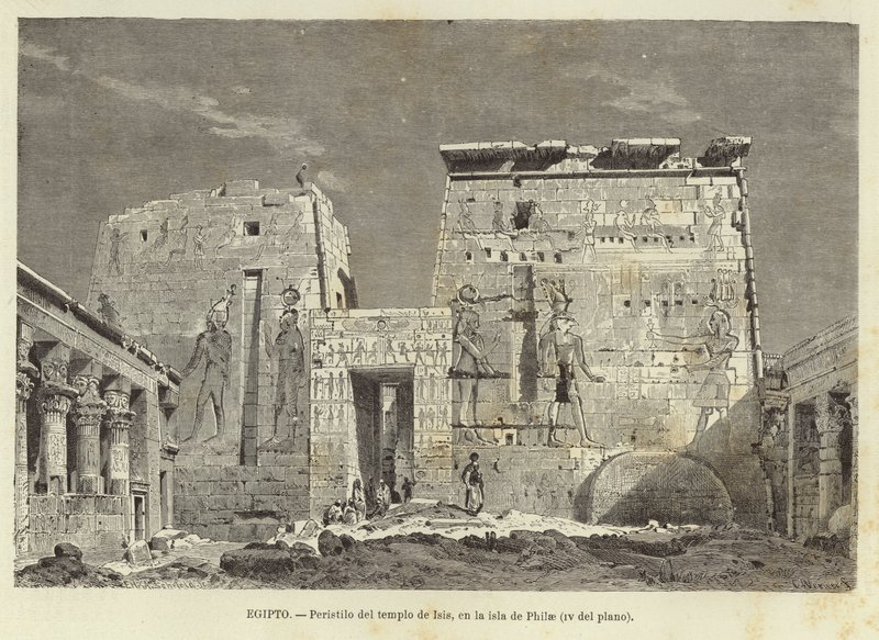 Egipt – Kolumnada Świątyni Izydy na wyspie Philae autorstwa Carl Friedrich Heinrich Werner