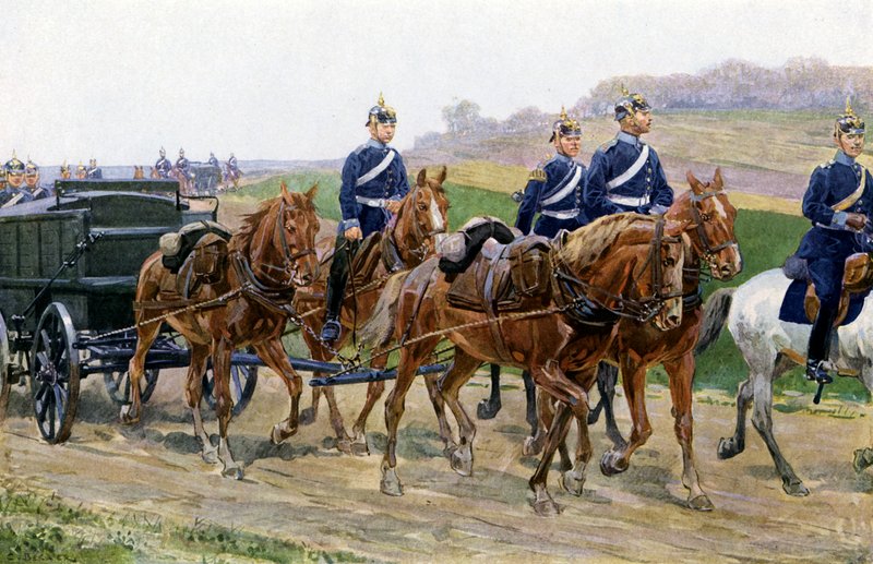 Kolumna zaopatrzenia armii niemieckiej w marszu (kolor lito) autorstwa Carl Ludwig Friedrich (after) Becker