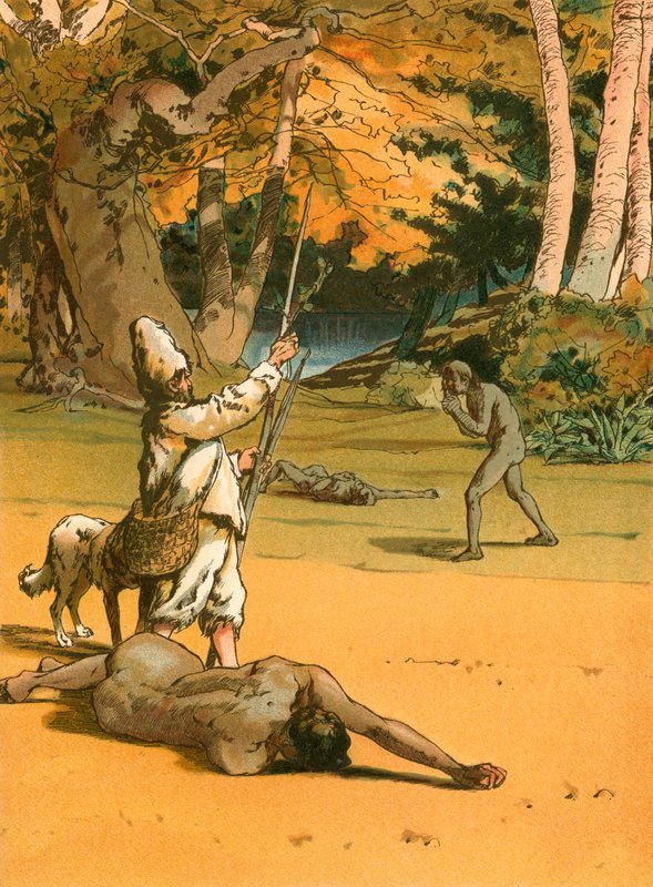 Robinson Crusoe i dzikusy autorstwa Carl Marr
