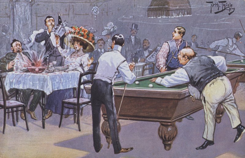 Komiczna scena w sali bilardowej autorstwa Carl Robert Arthur Thiele