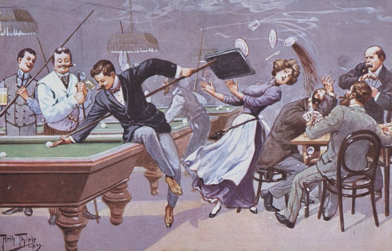 Komiczna scena w sali bilardowej autorstwa Carl Robert Arthur Thiele