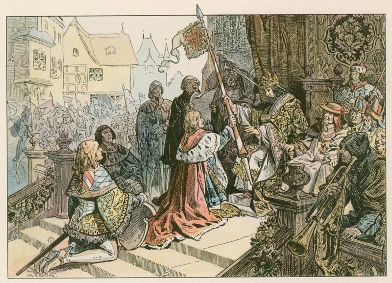 Fryderyk I (1371-1440) z Zygmuntem w Konstancji nagrodzony ziemią Kurmark w 1417 roku autorstwa Carl Rohling